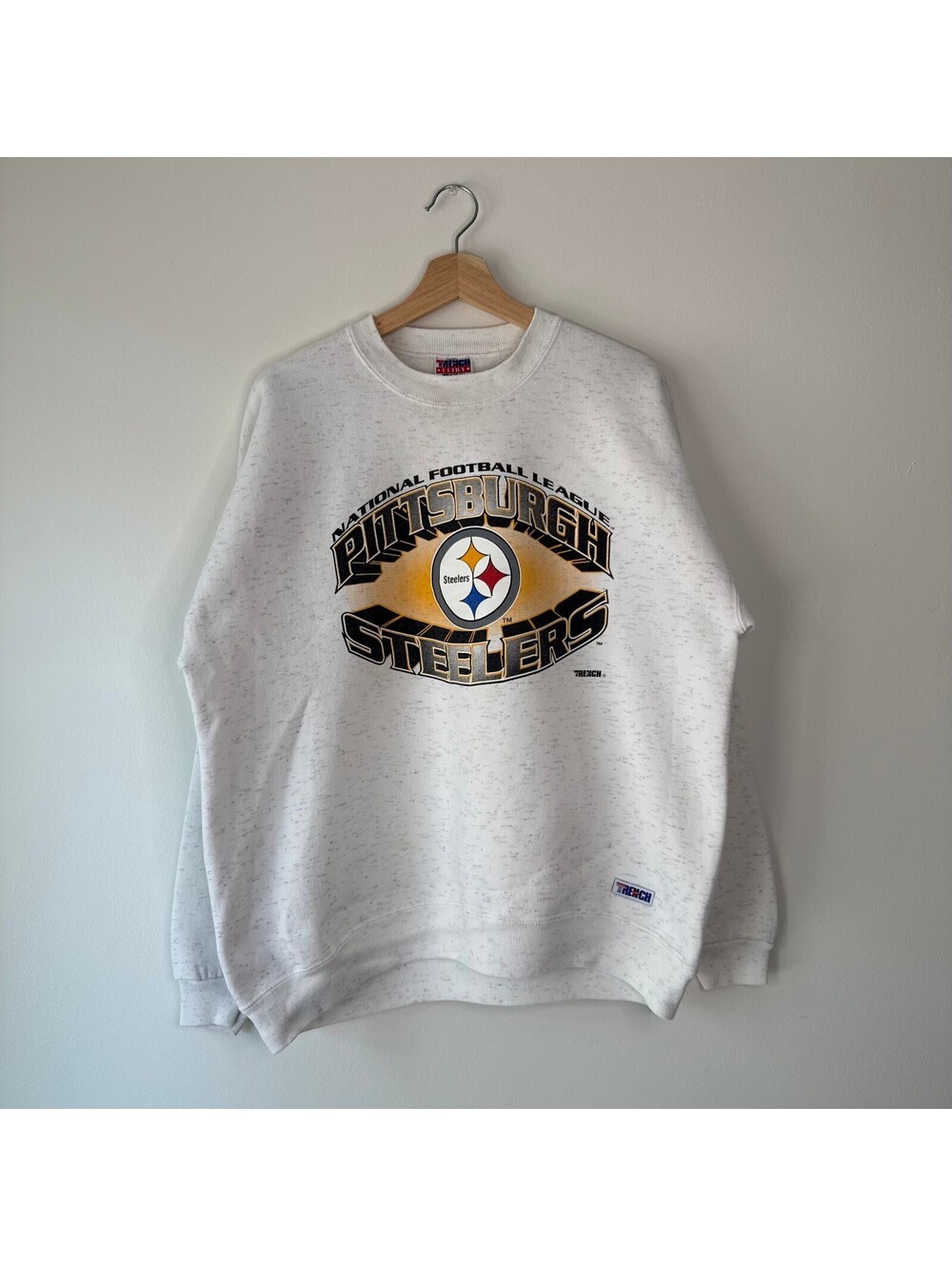 Vintage 90s NFL Pittsburg Steelers Graphic Speckled Crewneck Sweatshirt